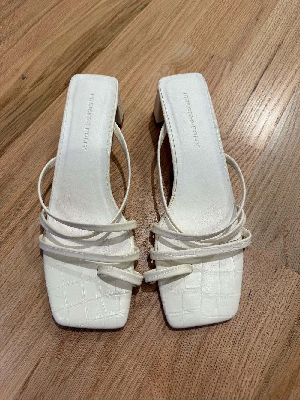 Princess Polly White Strappy Square-Toe Heeled Sandals
